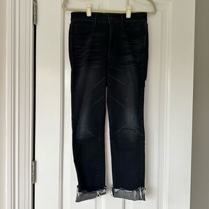 3x1 Black Distressed Crop Jeans